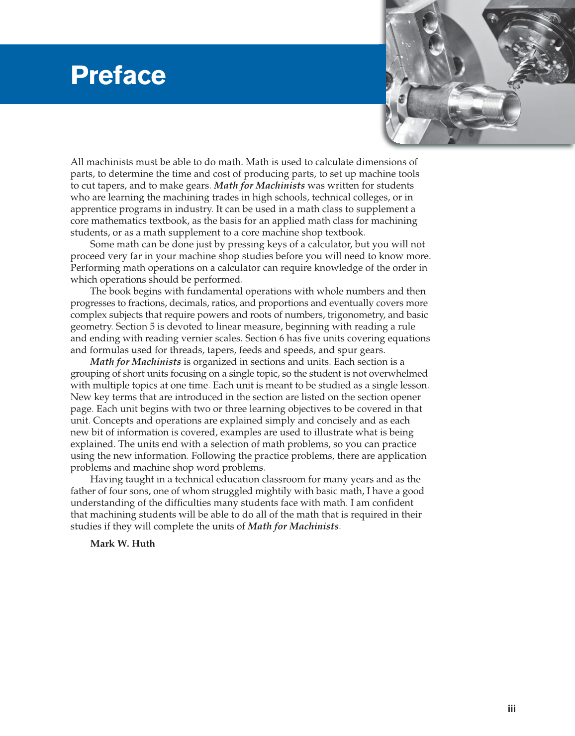 Math for Machinists, 1st Edition page iii