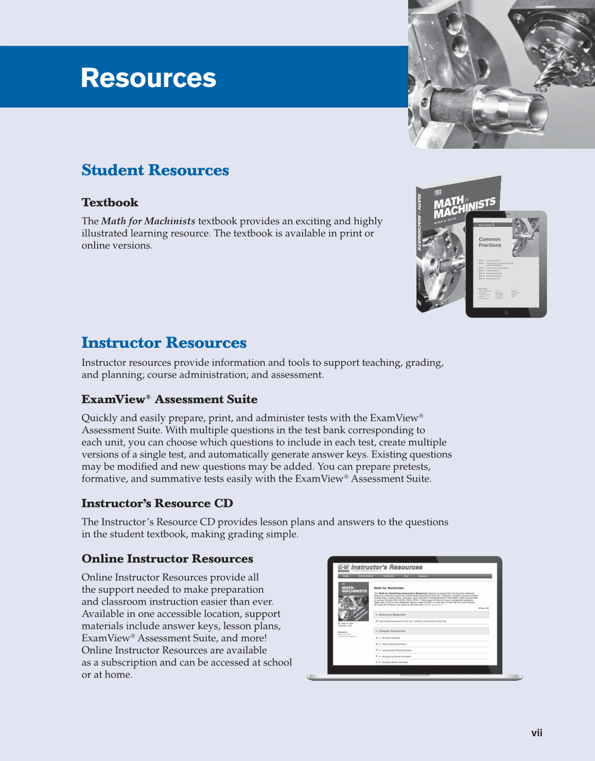 Math for Machinists, 1st Edition page vii