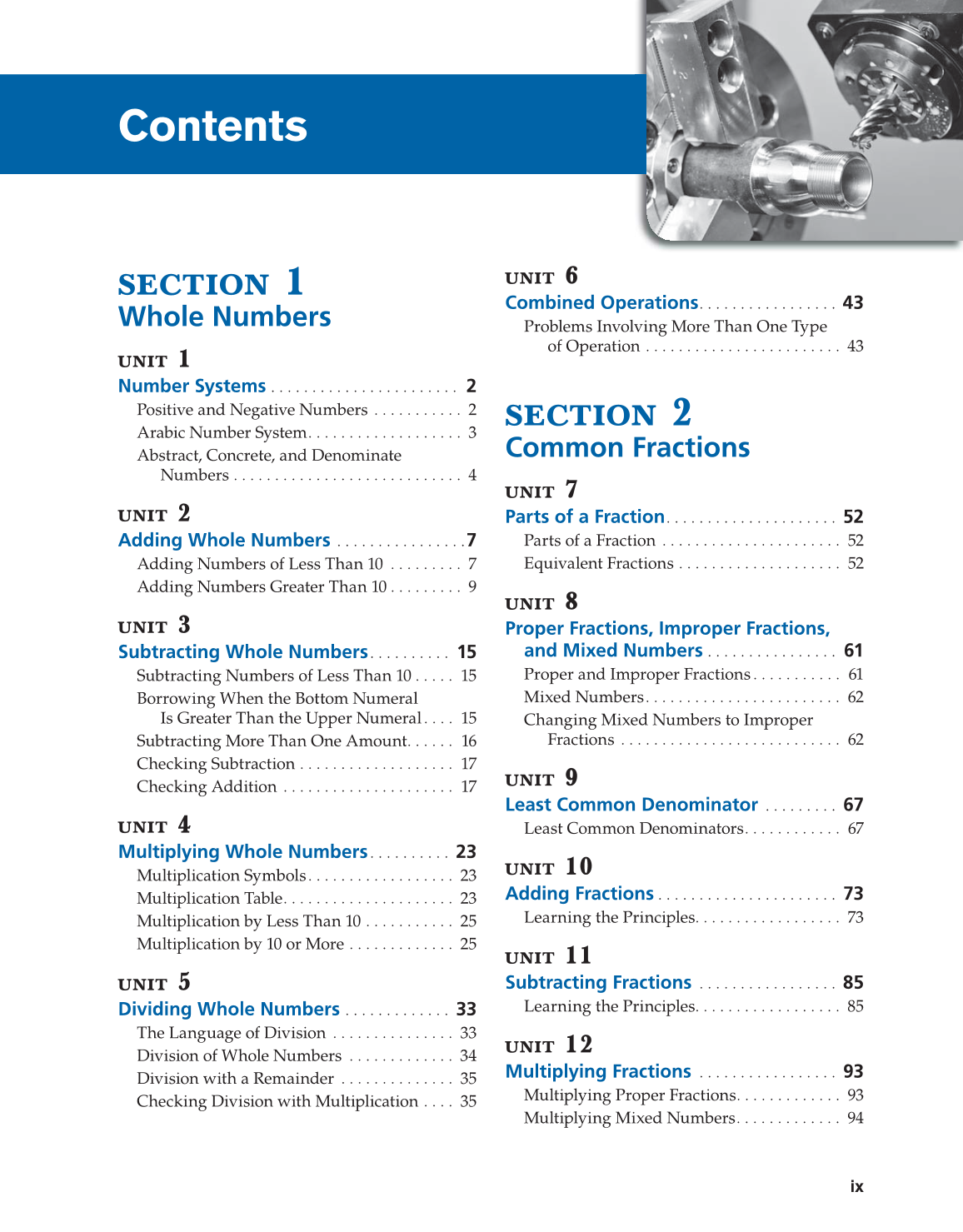 Math for Machinists, 1st Edition page ix