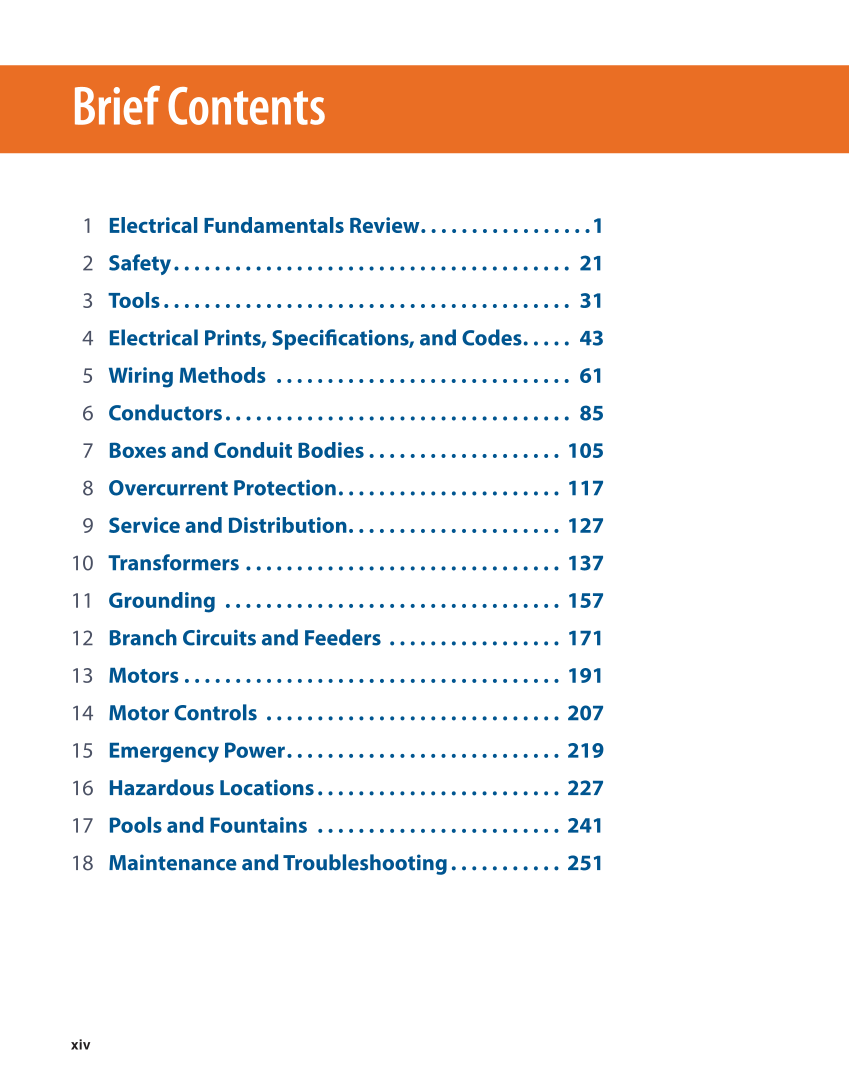 Modern Commercial Wiring, 8th Edition page xiv