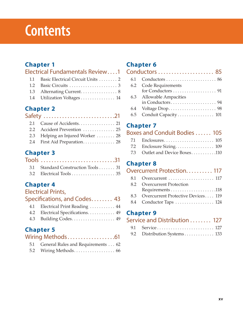 Modern Commercial Wiring, 8th Edition page xv