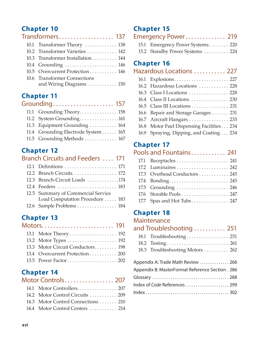 Modern Commercial Wiring, 8th Edition page xvi
