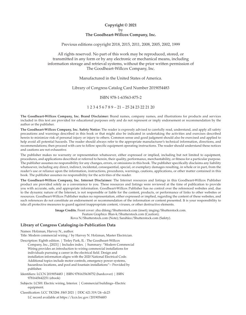 Modern Commercial Wiring, 8th Edition page ii