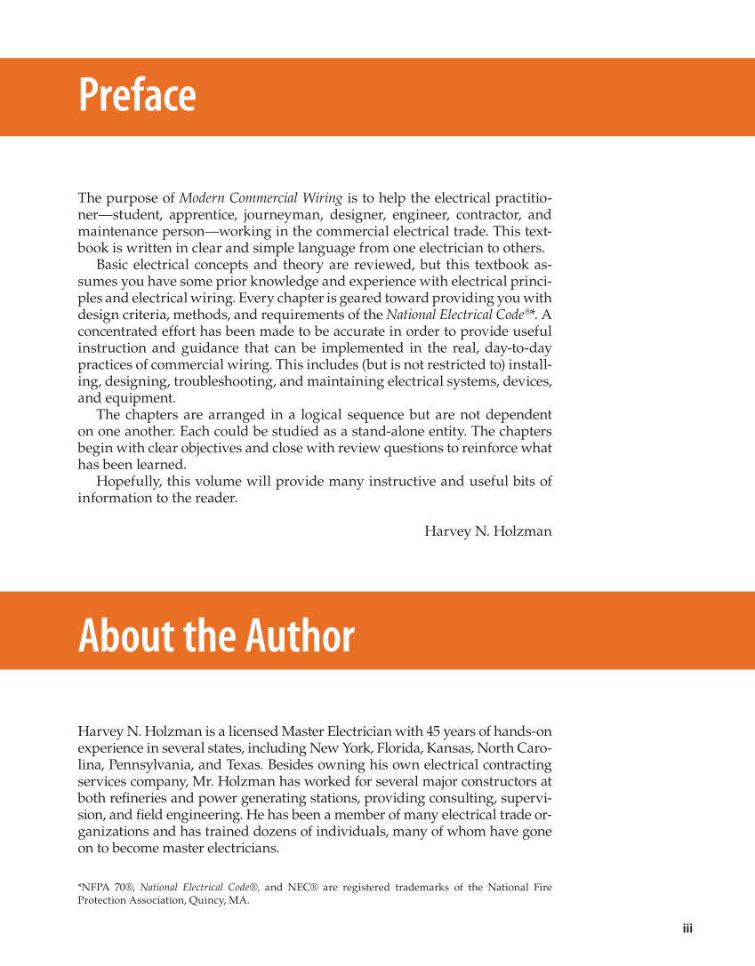 Modern Commercial Wiring, 8th Edition page iii
