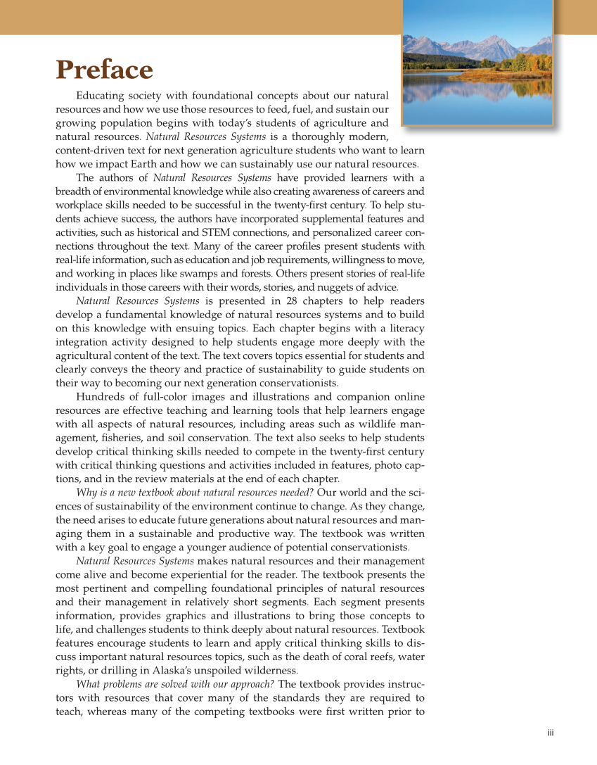 Natural Resources Systems, 1st Edition page iii