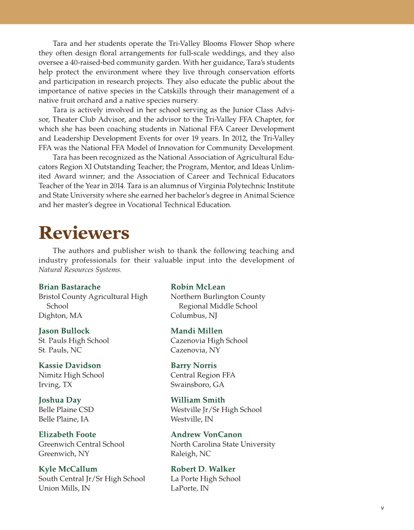 Natural Resources Systems, 1st Edition page v