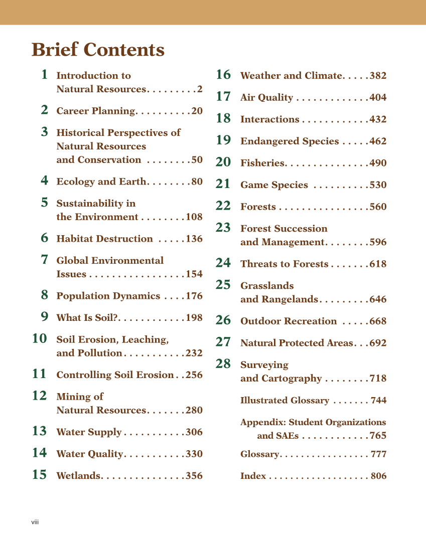 Natural Resources Systems, 1st Edition page viii