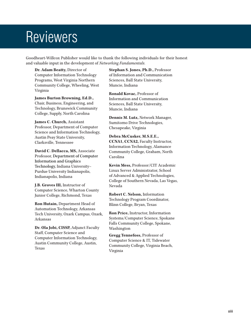 Networking Fundamentals, 3rd Edition page xiii
