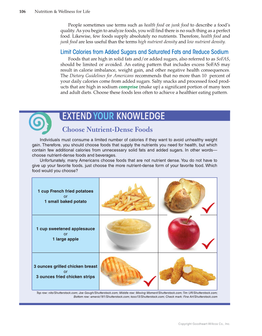 Nutrition & Wellness for Life, 5th Edition page 106