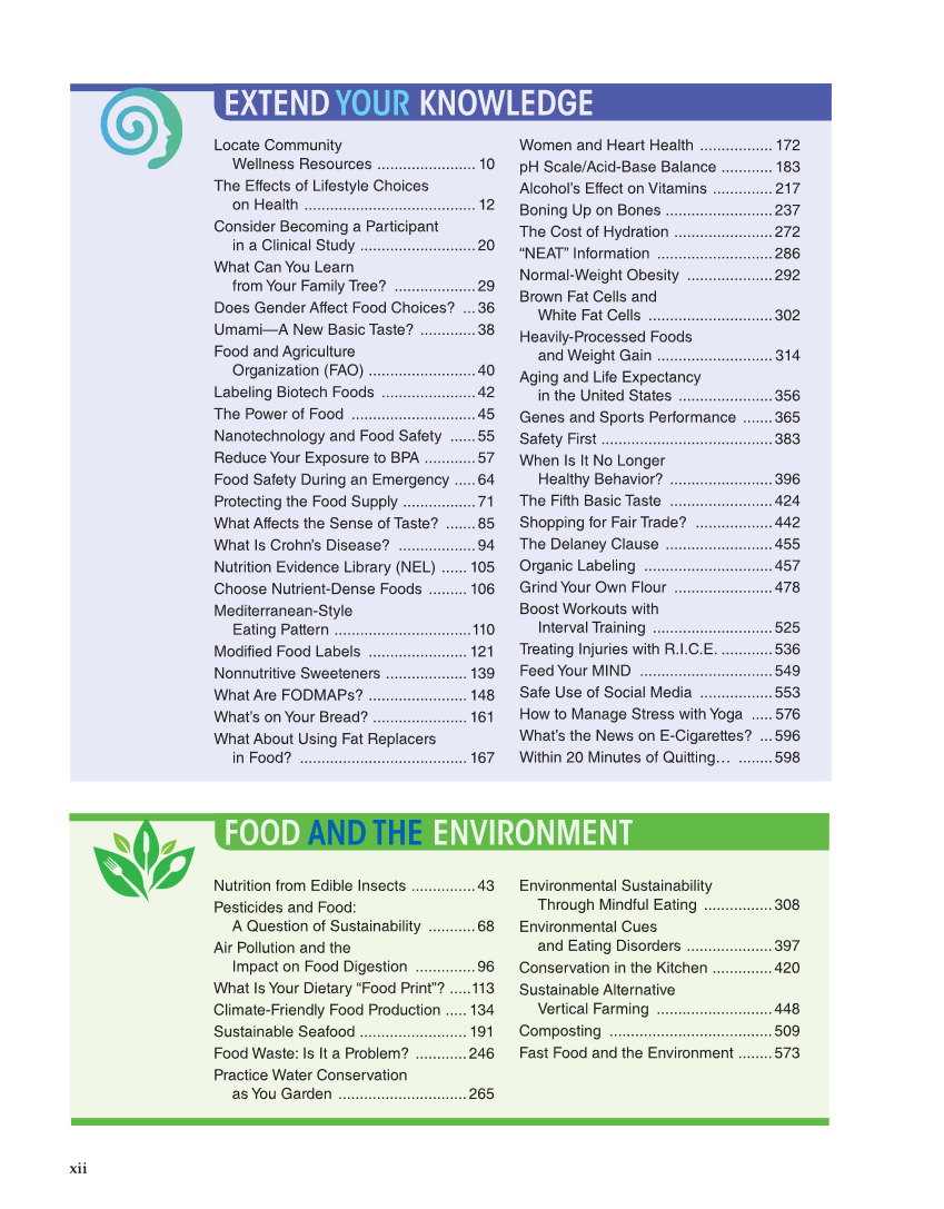 Nutrition & Wellness for Life, 5th Edition page xii