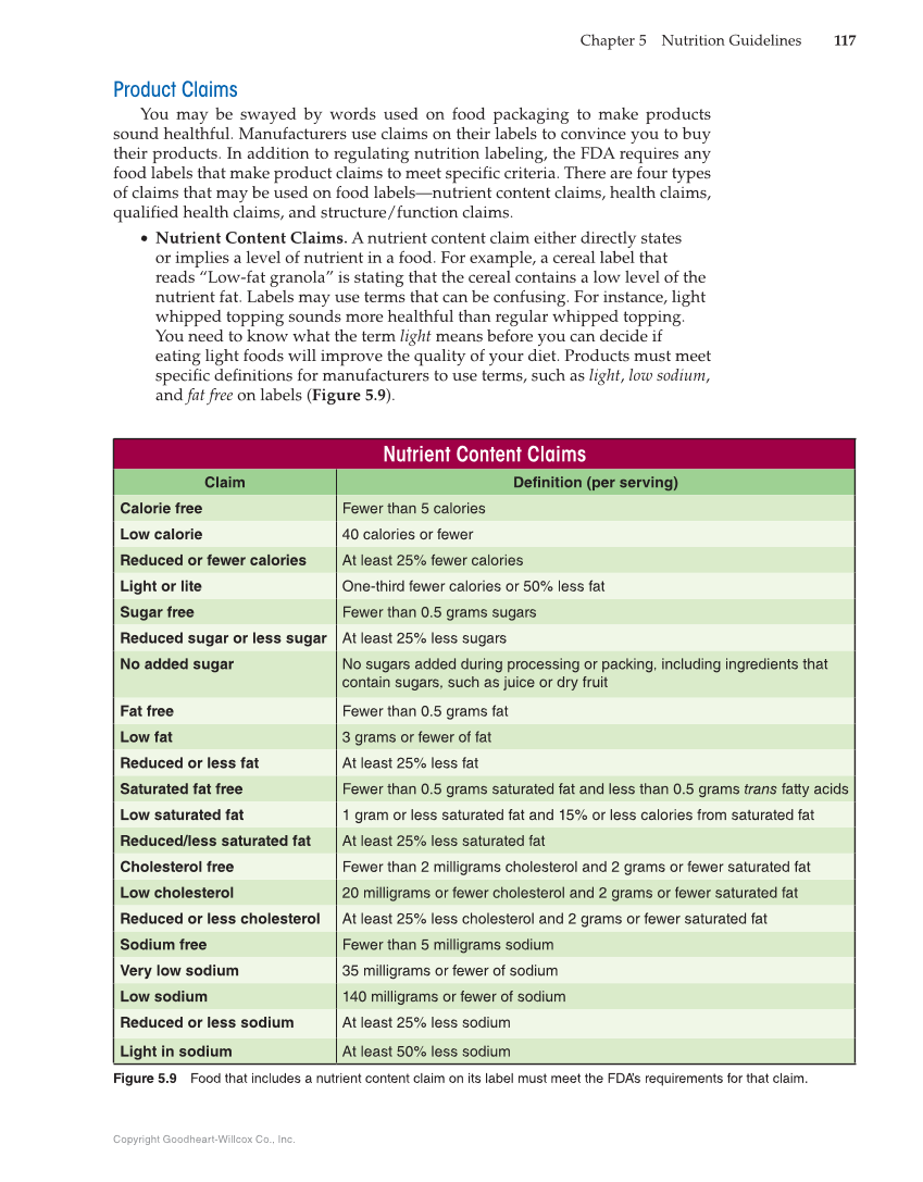 Nutrition & Wellness for Life, 5th Edition page 117