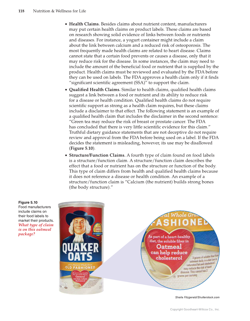 Nutrition & Wellness for Life, 5th Edition page 118
