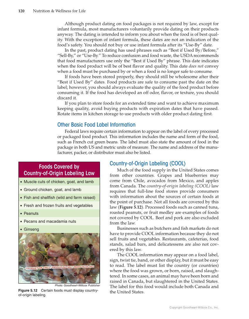 Nutrition & Wellness for Life, 5th Edition page 120