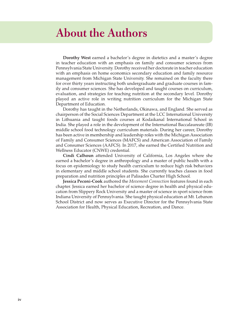 Nutrition & Wellness for Life, 5th Edition page iv
