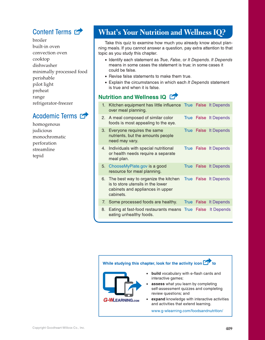 Nutrition & Wellness for Life, 5th Edition page 409