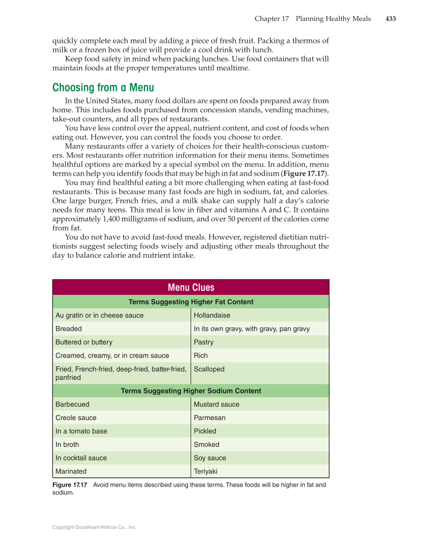 Nutrition & Wellness for Life, 5th Edition page 433