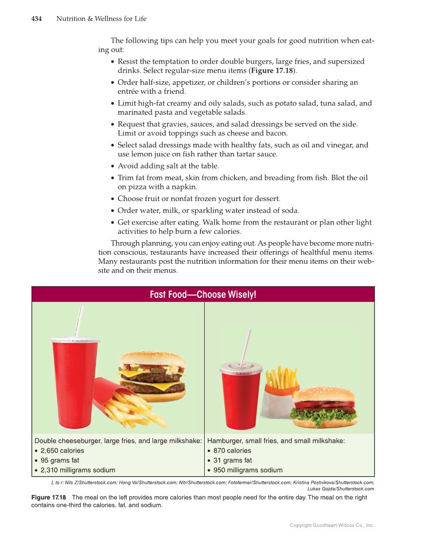 Nutrition & Wellness for Life, 5th Edition page 434