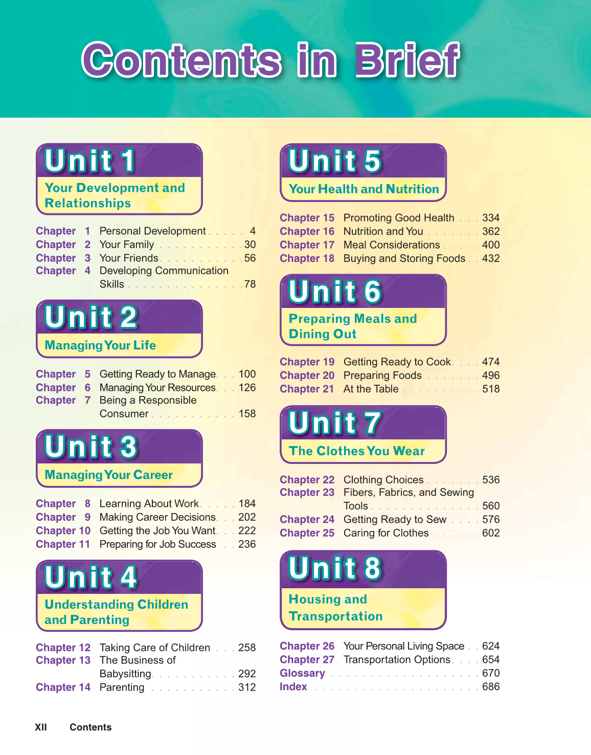 Preparing for Life and Career, 7th Edition page XII