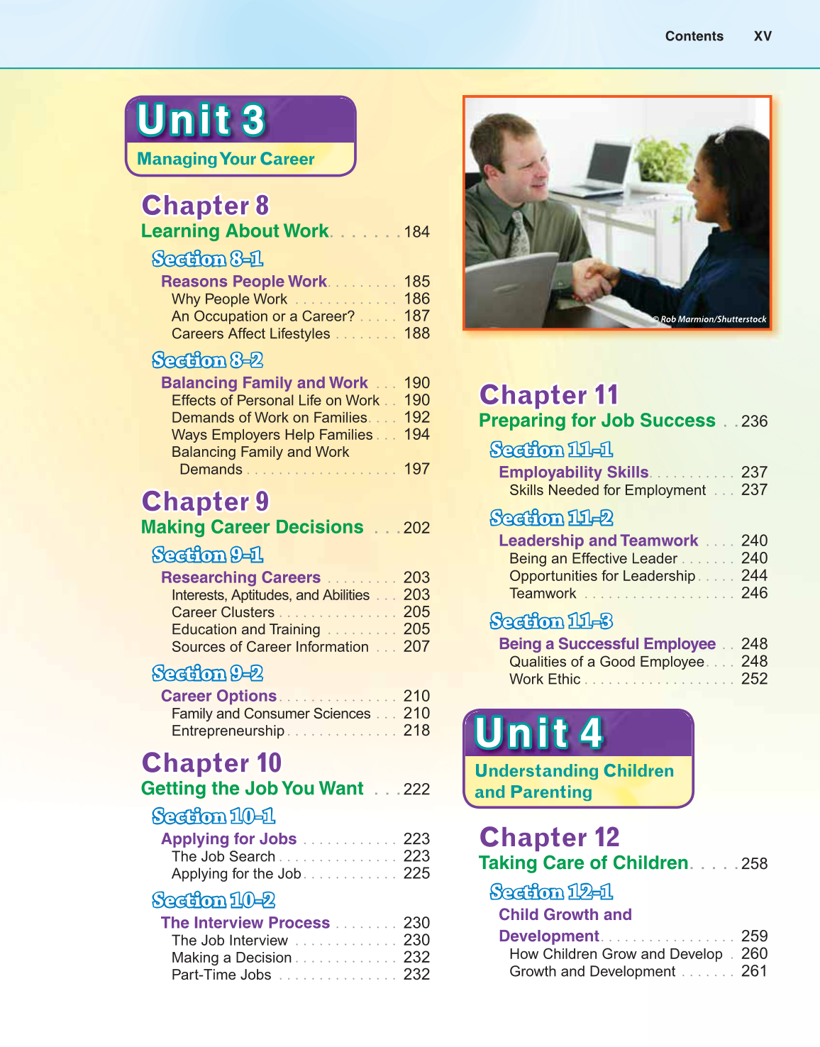 Preparing for Life and Career, 7th Edition page XV