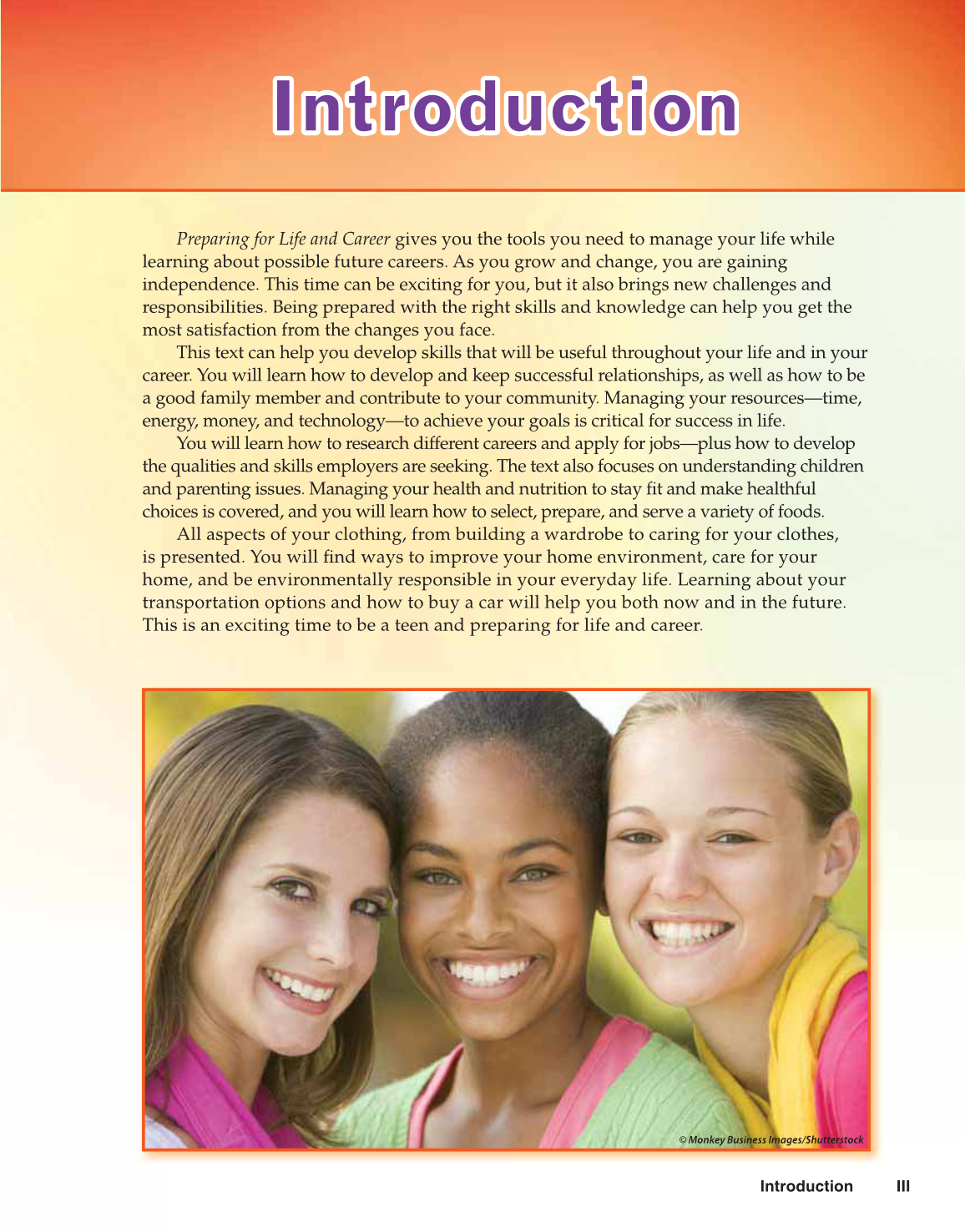 Preparing for Life and Career, 7th Edition page III