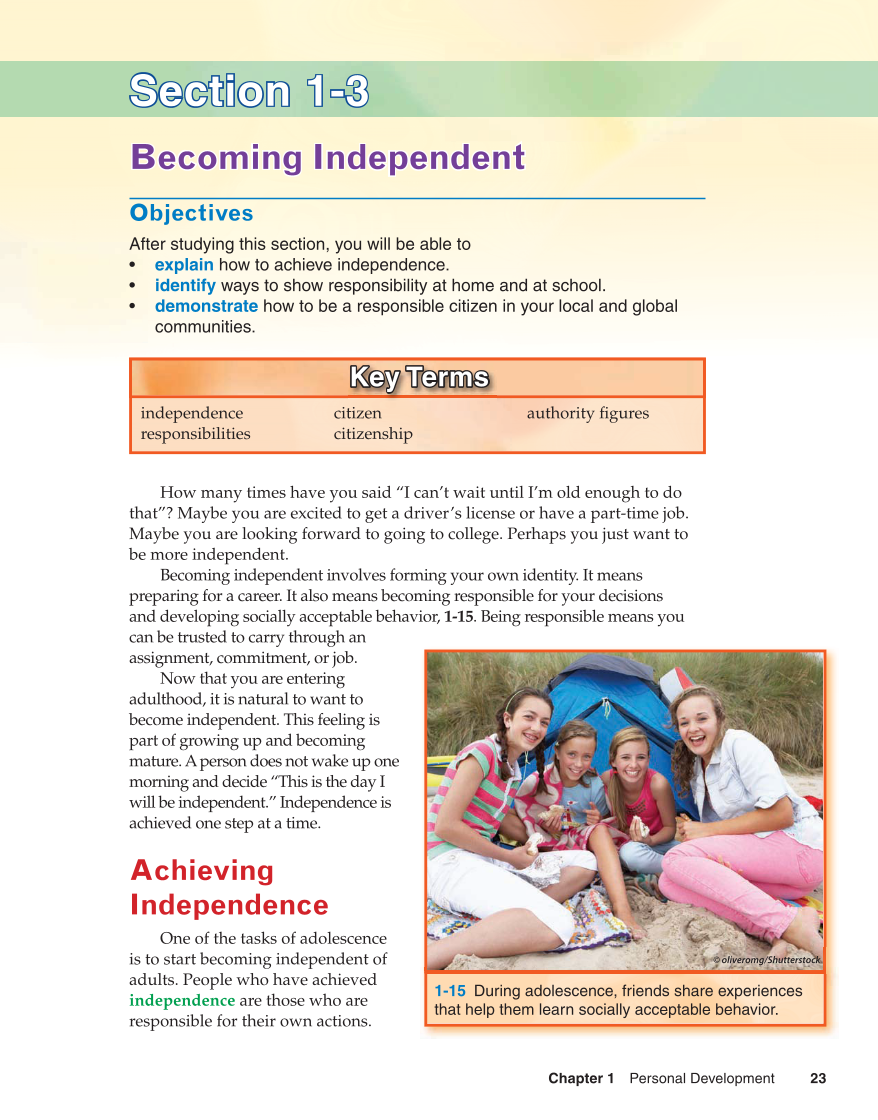Preparing for Life and Career, 7th Edition page 23