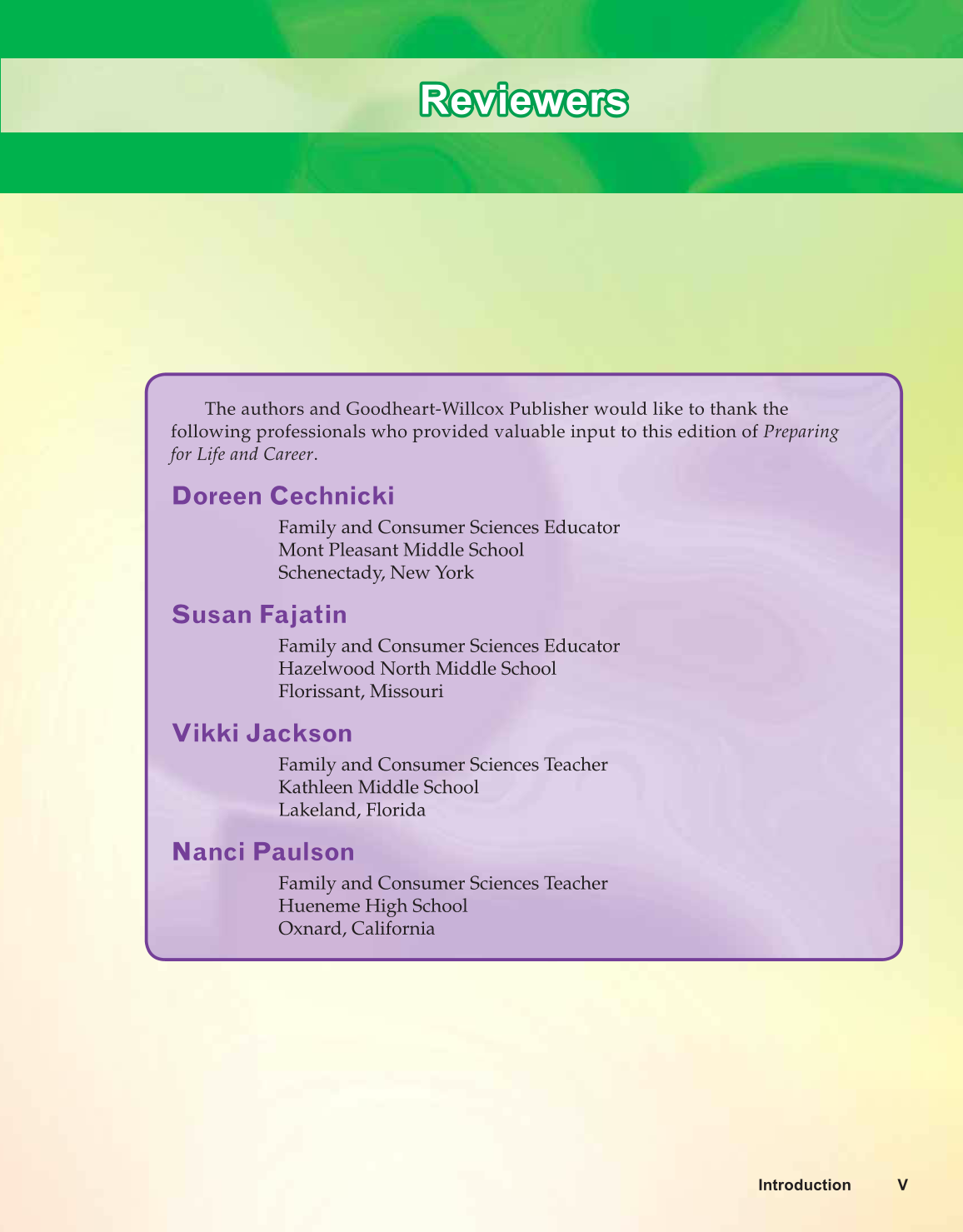 Preparing for Life and Career, 7th Edition page V