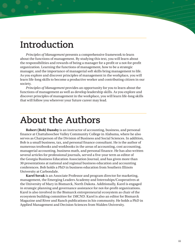 Principles of Management, 1st Edition page iii