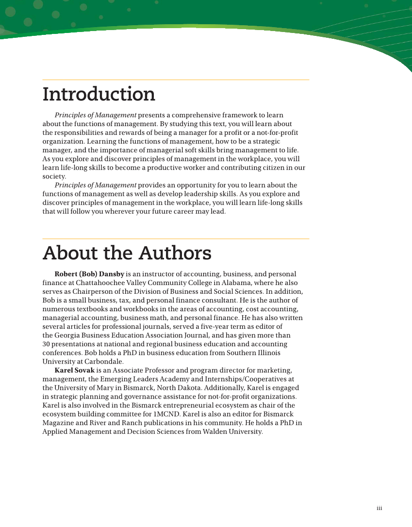 Principles of Management, 1st Edition page iii