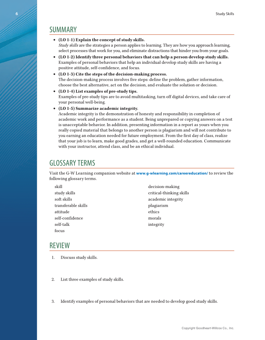 Study Skills, 1st Edition page 6