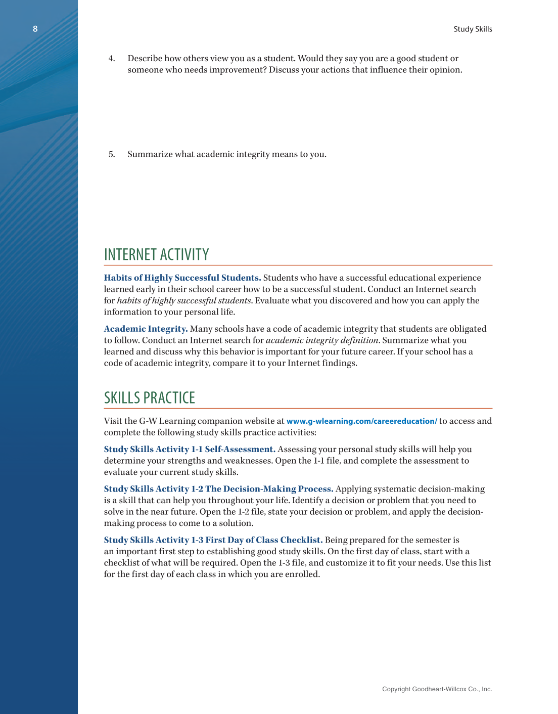 Study Skills, 1st Edition page 8