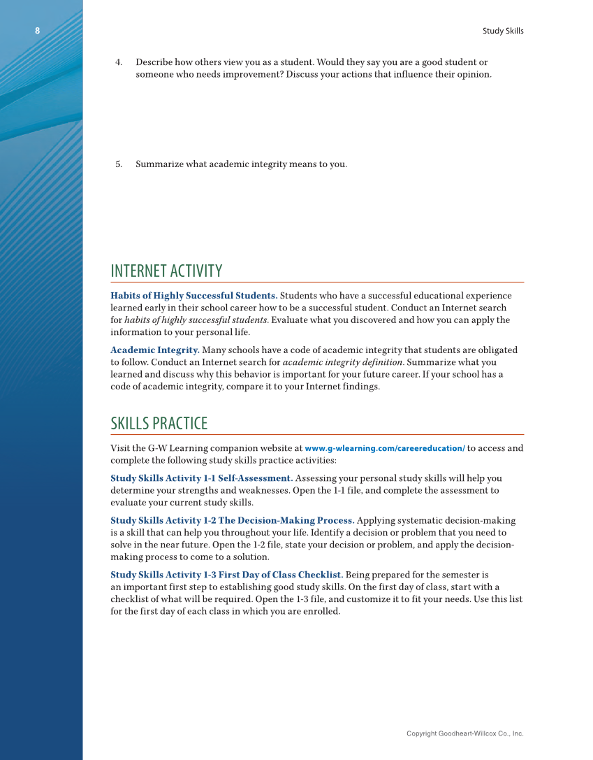 Study Skills, 1st Edition page 8