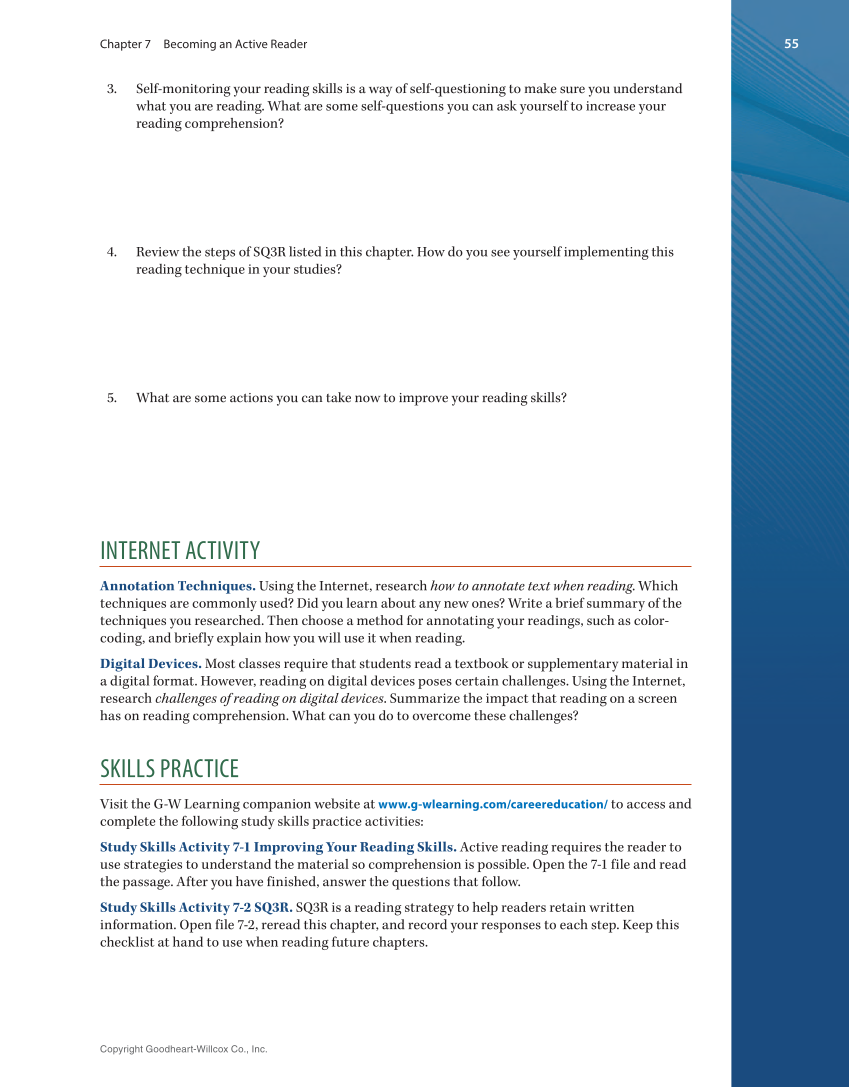 Study Skills, 1st Edition page 55