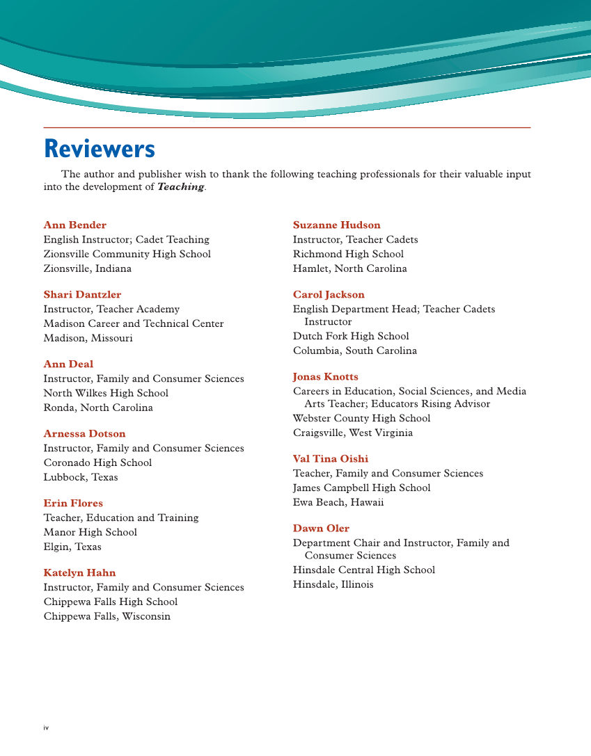 Teaching, 3rd Edition page iv