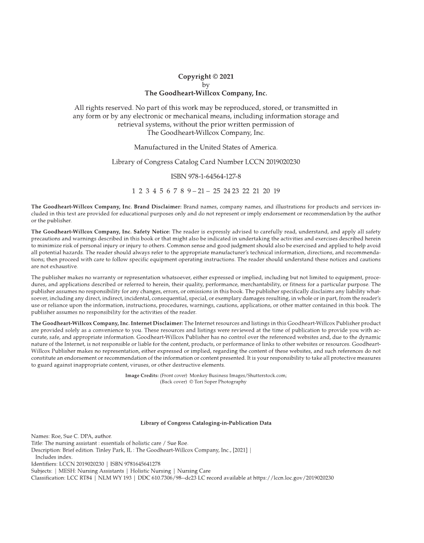 The Nursing Assistant: Essentials of Holistic Care, Brief Edition page ii