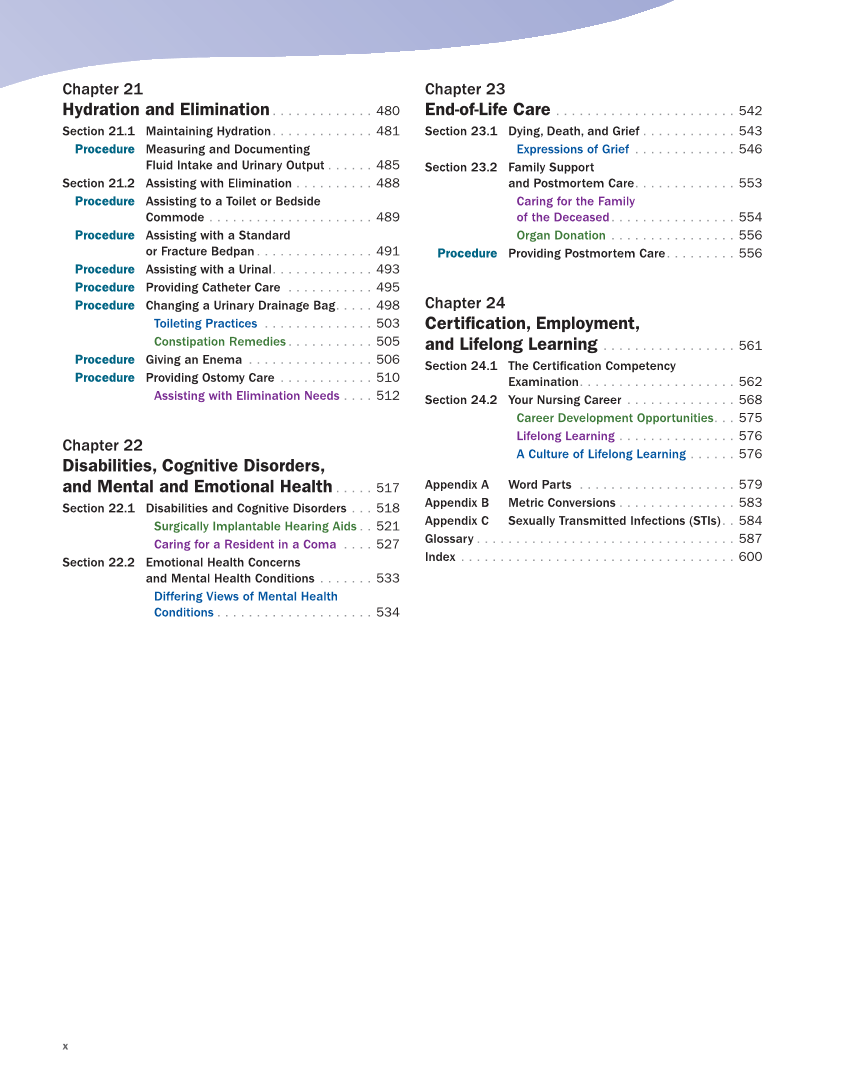The Nursing Assistant: Essentials of Holistic Care, Brief Edition page x