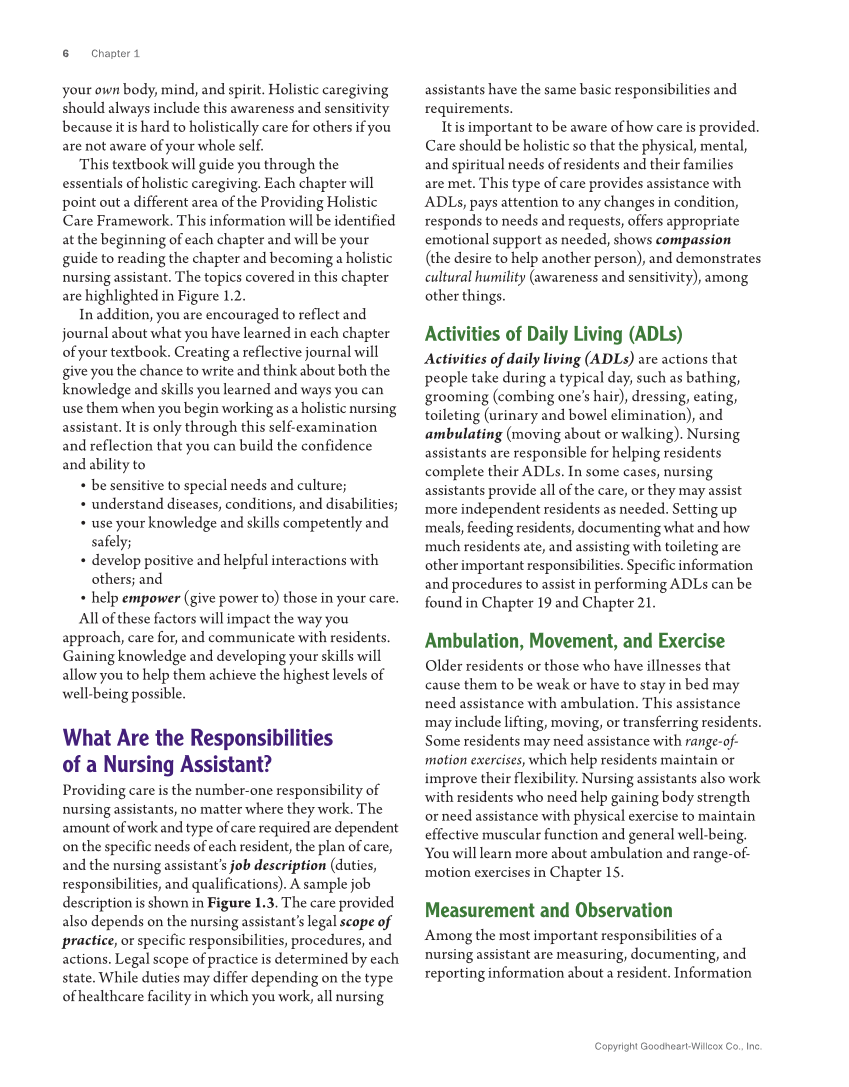 The Nursing Assistant: Essentials of Holistic Care, Brief Edition page 6