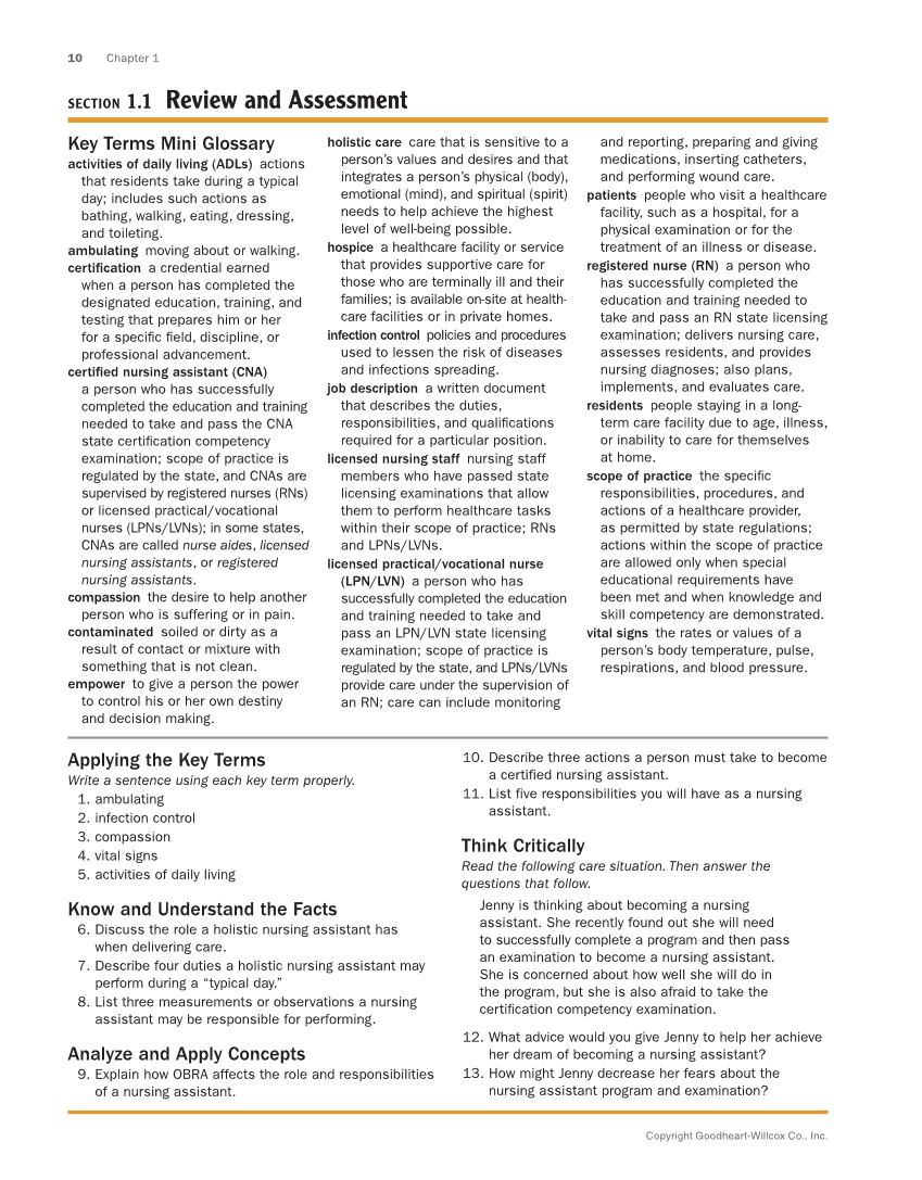 The Nursing Assistant: Essentials of Holistic Care, Brief Edition page 10