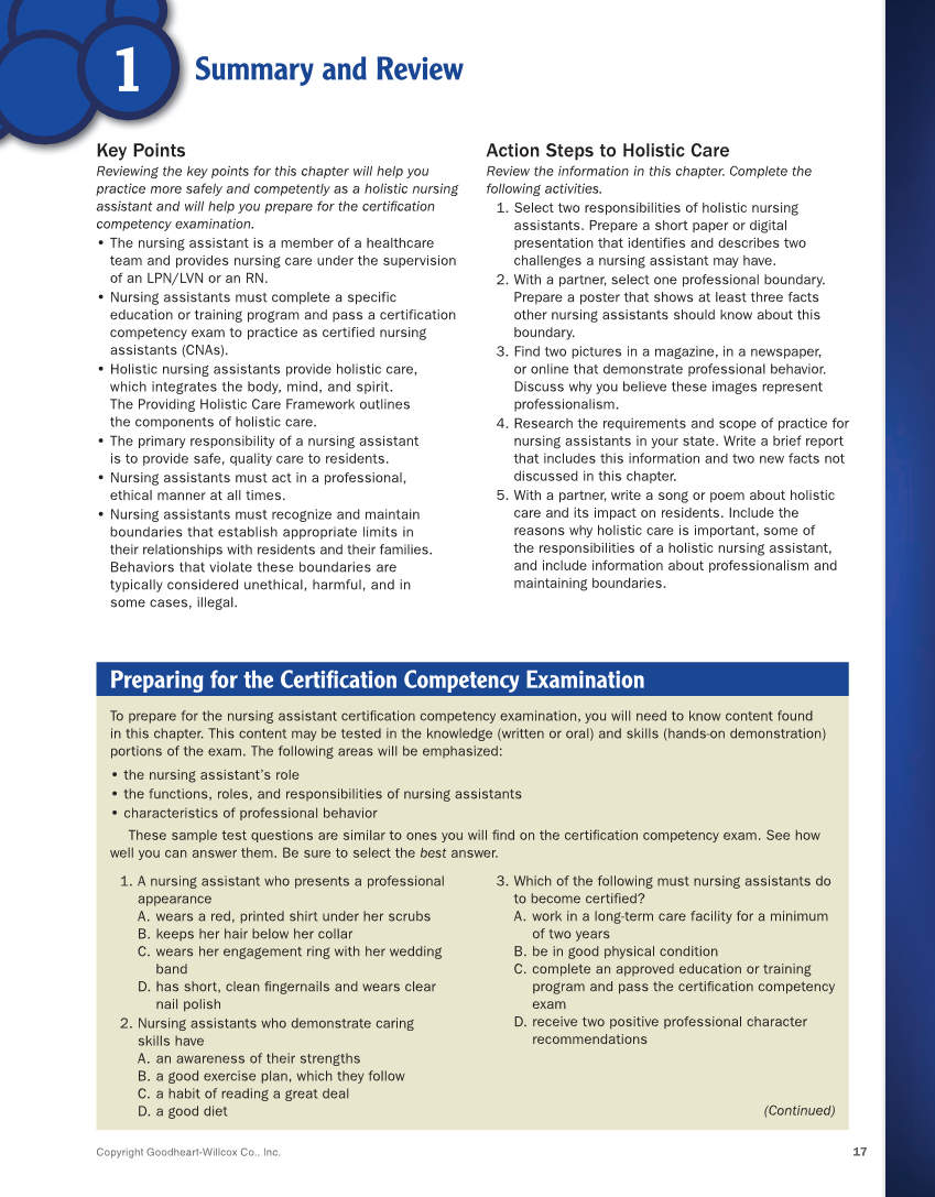 The Nursing Assistant: Essentials of Holistic Care, Brief Edition page 17