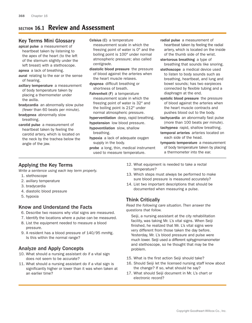 The Nursing Assistant: Essentials of Holistic Care, Brief Edition page 368
