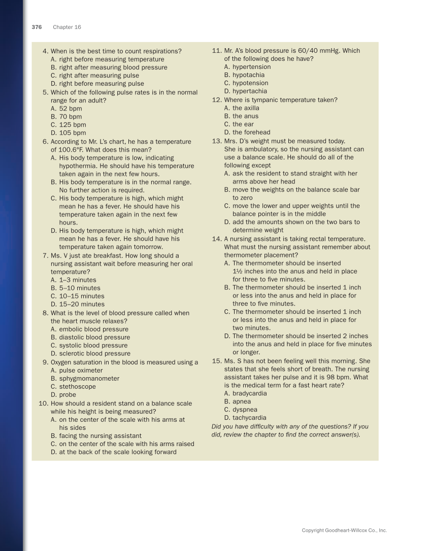 The Nursing Assistant: Essentials of Holistic Care, Brief Edition page 376