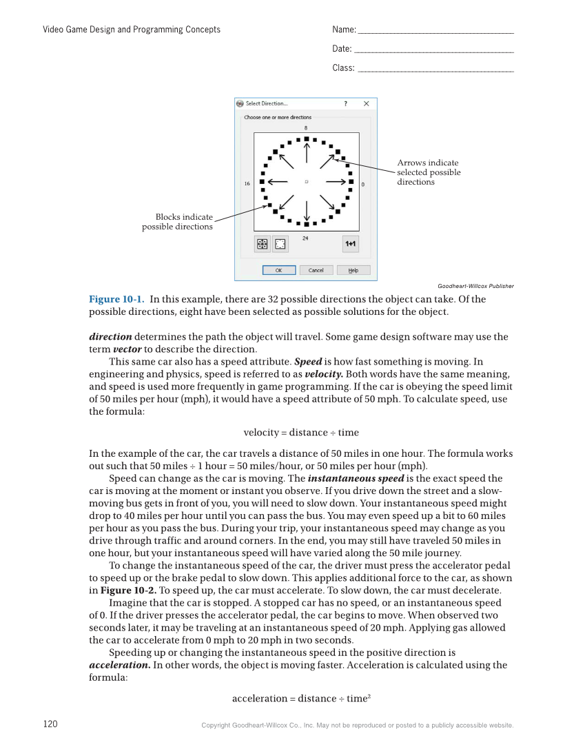 Video Game Design and Programming Concepts, 1st Edition page 120