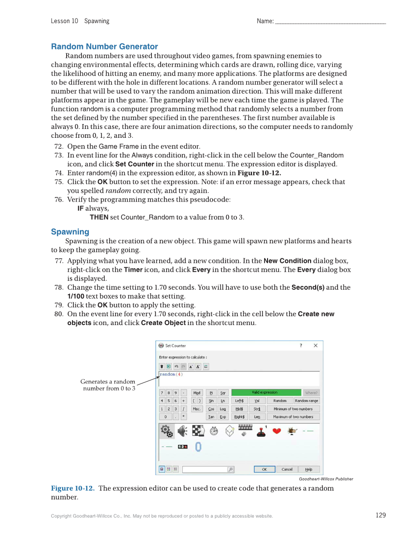Video Game Design and Programming Concepts, 1st Edition page 129