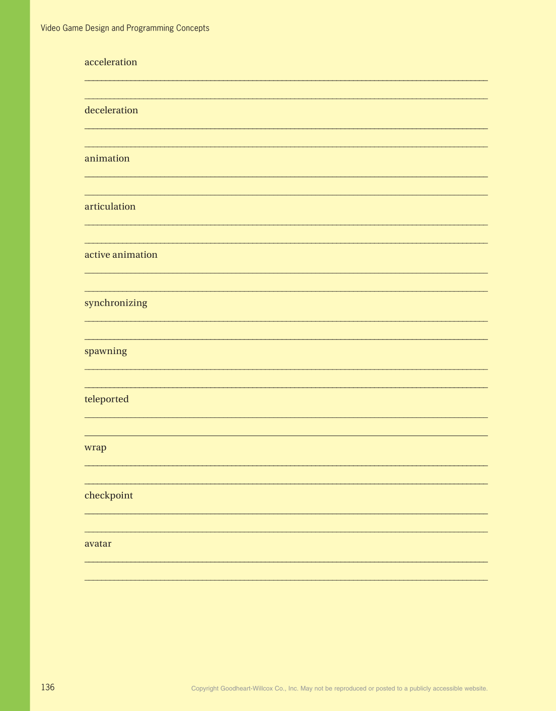 Video Game Design and Programming Concepts, 1st Edition page 136
