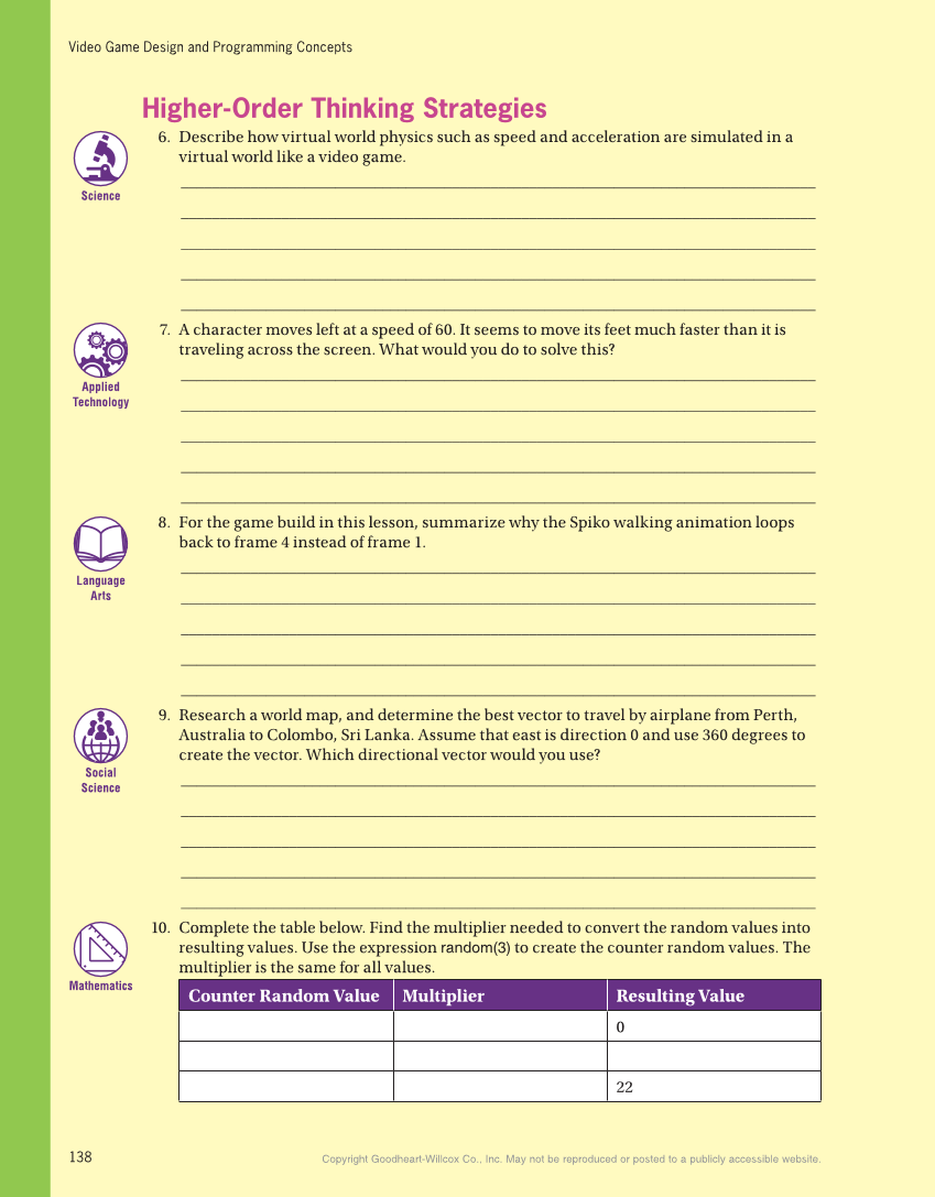 Video Game Design and Programming Concepts, 1st Edition page 138