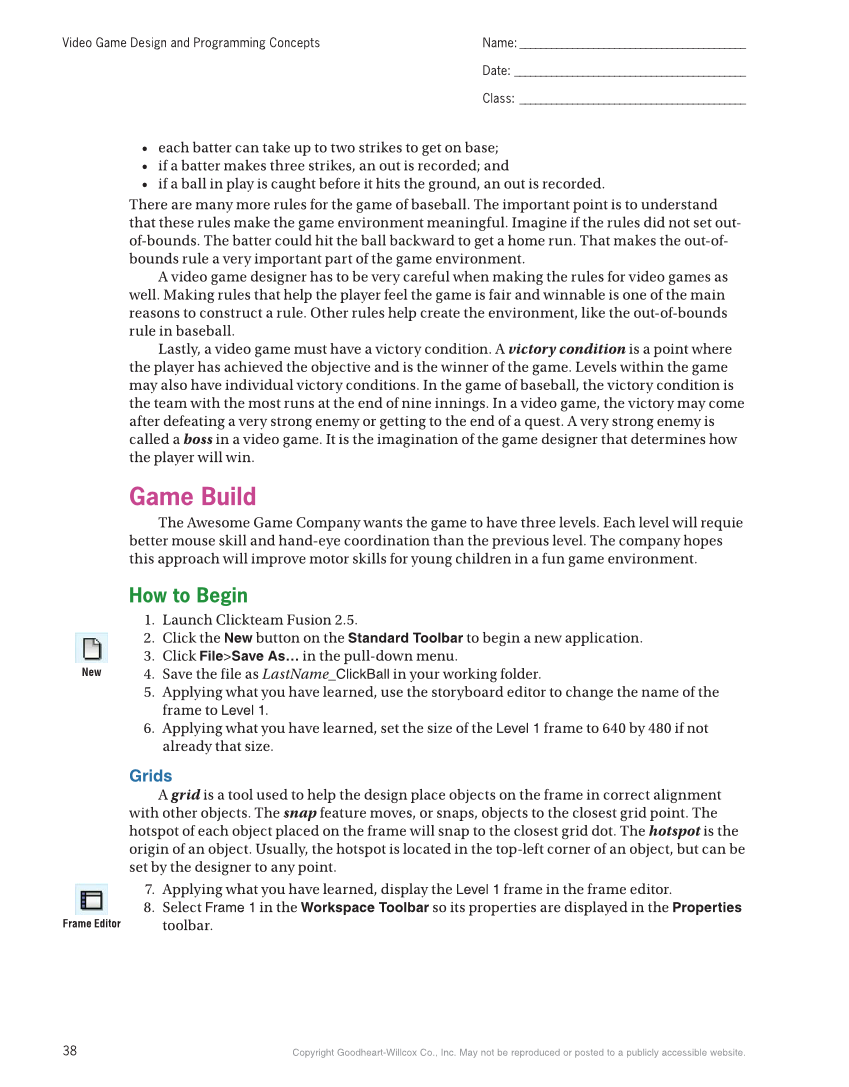 Video Game Design and Programming Concepts, 1st Edition page 38