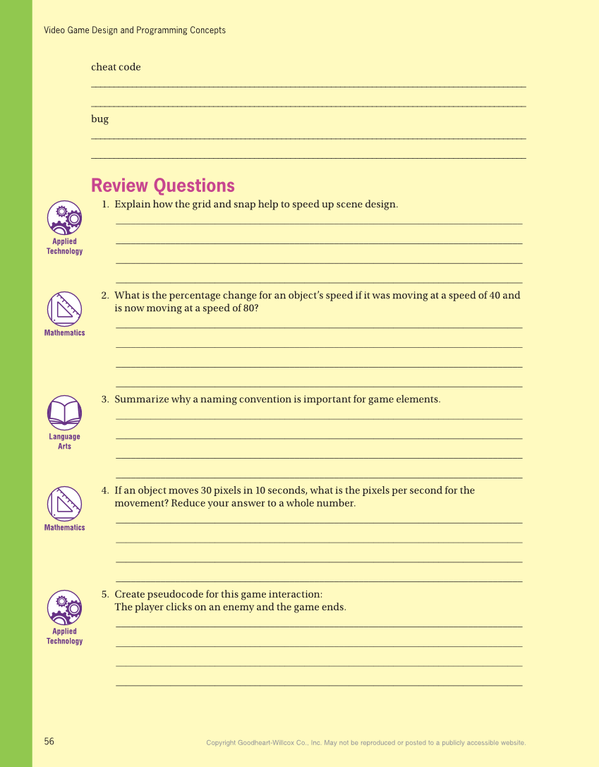 Video Game Design and Programming Concepts, 1st Edition page 56