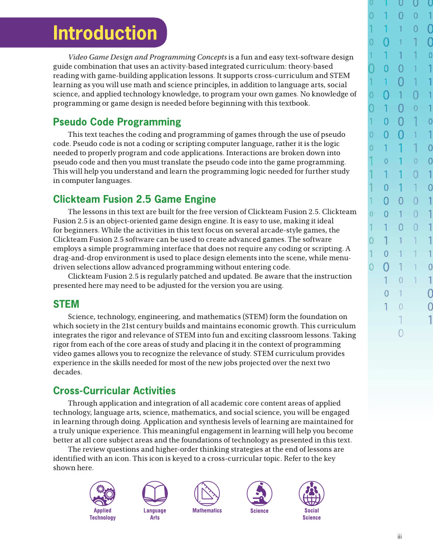 Video Game Design and Programming Concepts, 1st Edition page iii
