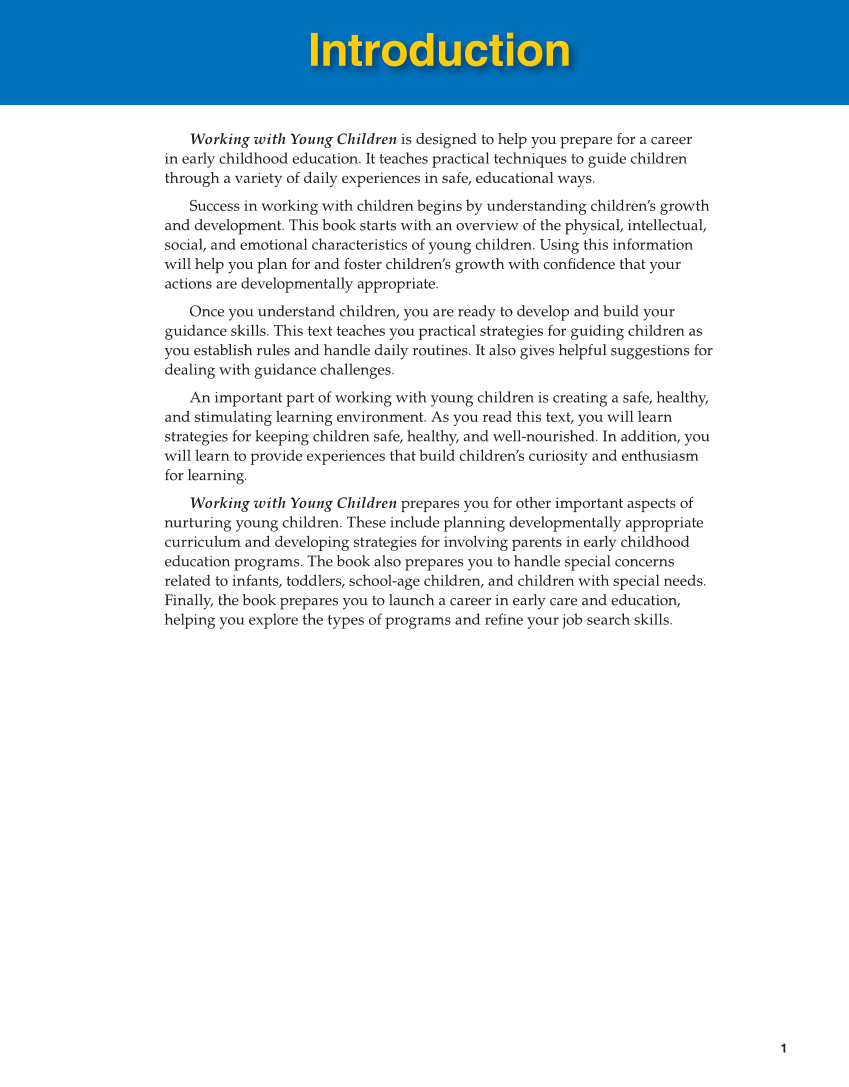 Working with Young Children, 9th Edition page 1
