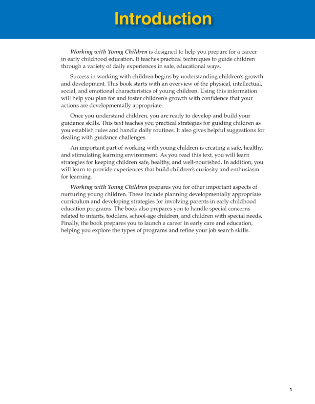 Working with Young Children, 9th Edition page 1