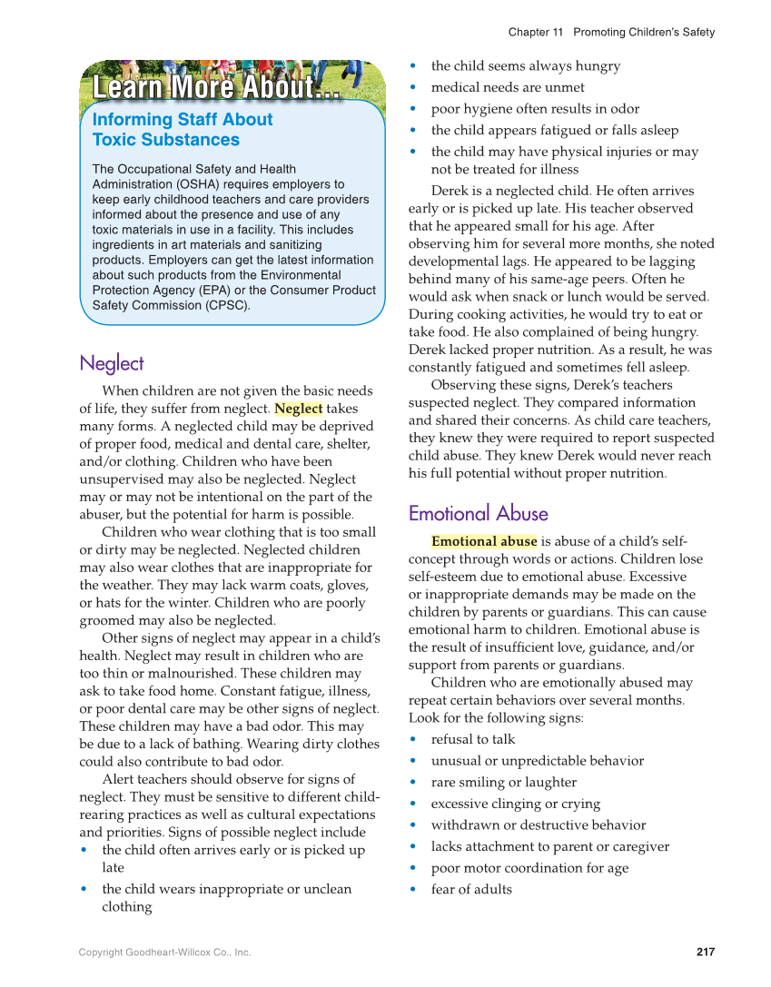 Working with Young Children, 9th Edition page 217